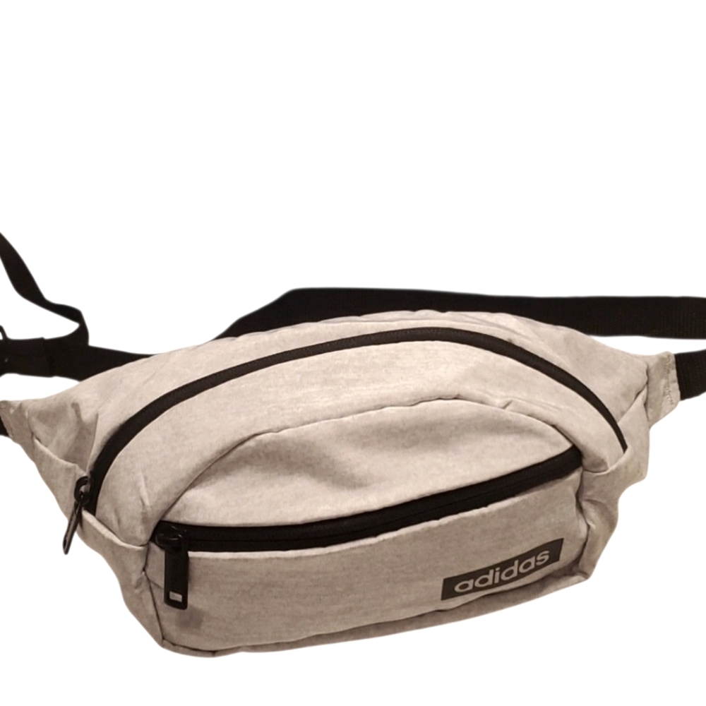 Adidas Fanny Pack In Gray Zippered Adjustable Belt Bag Polyester Unisex - Picture 1 of 5